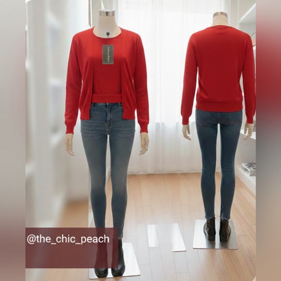 Stephanie Rogers Tops - Stephanie Rogers | Red Cardigan top with Gold Accent Clasp – Size L – NWT ❤️